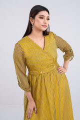 Georgette Striped Long Dress