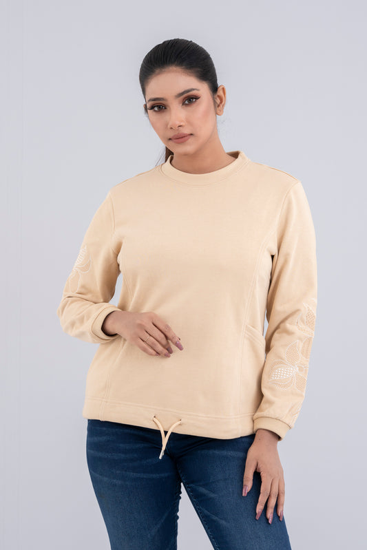 Floral Embroidered Crew-Neck Sweatshirt