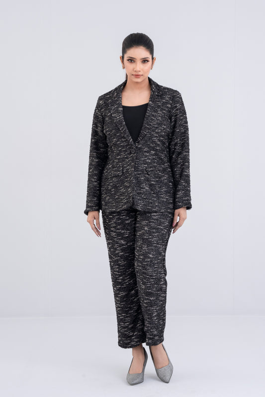 Polyester Blazer with Shiny Fabric Embellishment - Bling