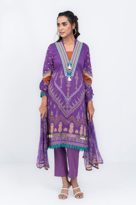 Regular Fit Embroidered Lawn - Three Piece