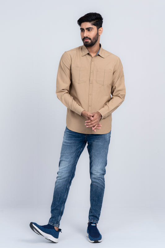 Men's Solid Color Cotton Casual Shirt