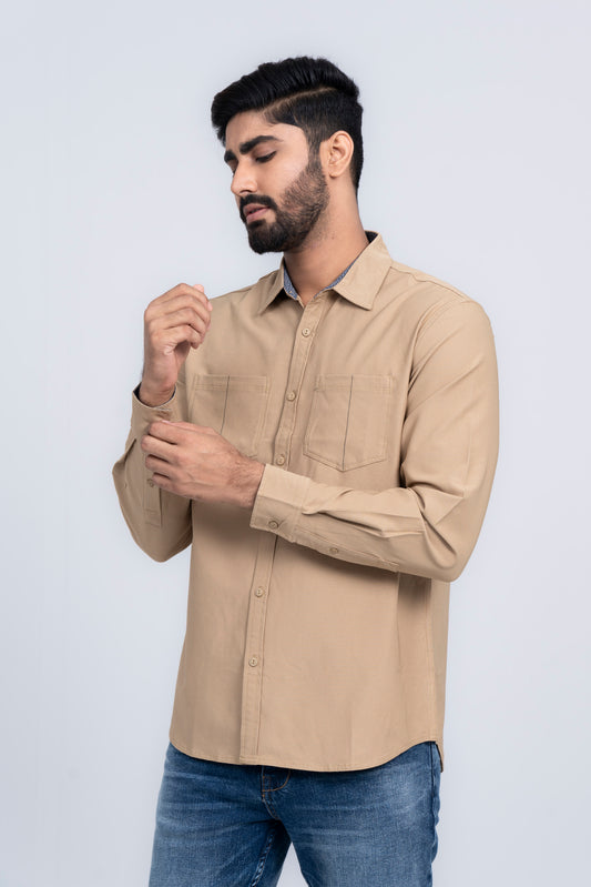 Men's Solid Color Cotton Casual Shirt