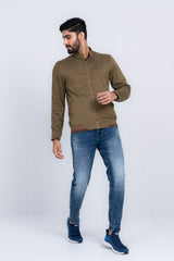 Two-Tone Knit Bomber Jacket