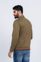 Two-Tone Knit Bomber Jacket