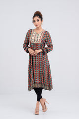 Allover Printed Viscose Ethnic Kurta - One Piece