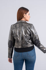 Regular Fit Embellished PU Leather Jacket - Bling