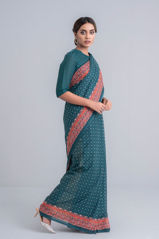 Women's Digital Printed Cotton Lawn Saree