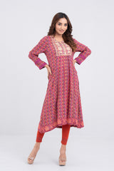 Allover Printed Viscose Ethnic Kurta - One Piece