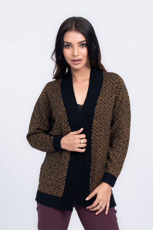 Geometric Jacquard-Textured Sweater