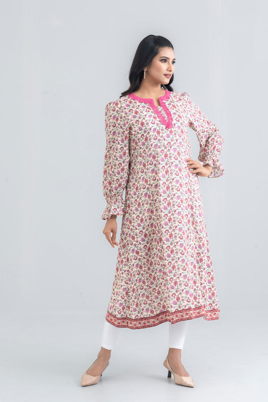 Digital Printed Viscose Ethnic Kurta - One Piece