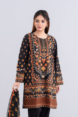 Relaxed Fit Khaddar Two-Piece Lawn with Chiffon Dupatta