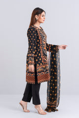 Relaxed Fit Khaddar Two-Piece Lawn with Chiffon Dupatta