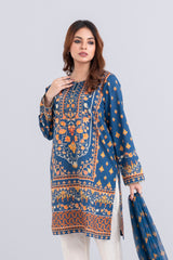 Relaxed Fit Khaddar Two-Piece Lawn with Chiffon Dupatta