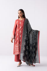 Long-Length Sequins Embroidered Smart Fit Lawn with Silk Dupatta