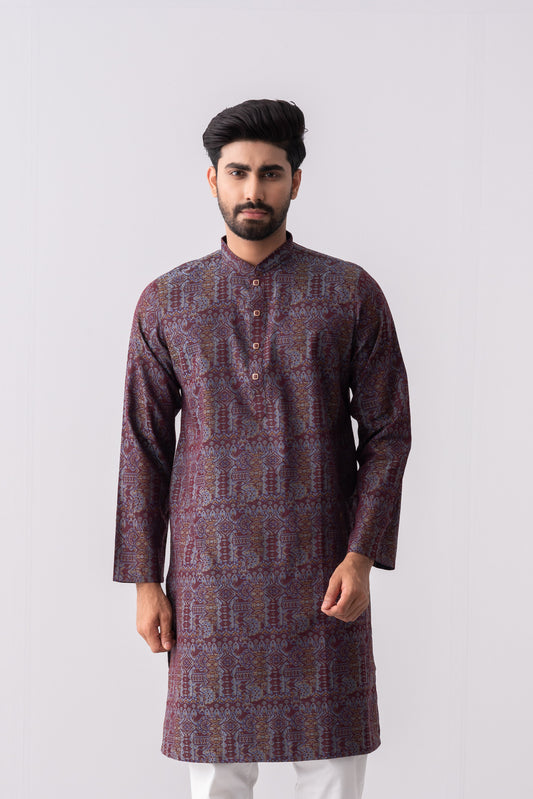 Regular Fit Jacquard Cotton Semi-Formal Panjabi