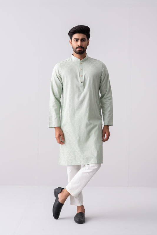 Regular Fit Jacquard Cotton Semi-Formal Panjabi