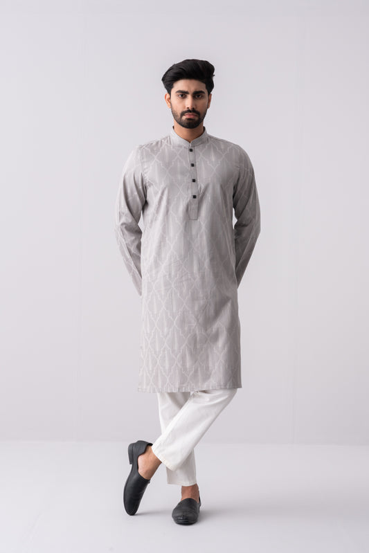 Regular Fit Jacquard Cotton Semi-Formal Panjabi