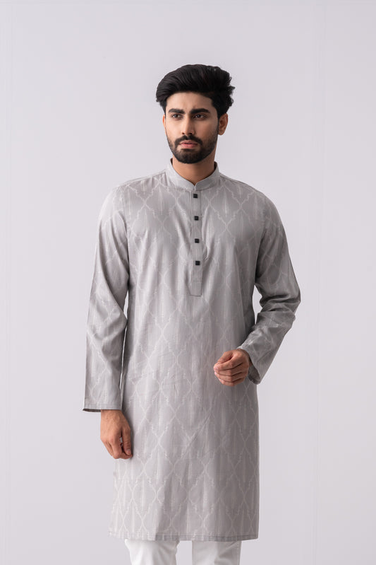 Regular Fit Jacquard Cotton Semi-Formal Panjabi