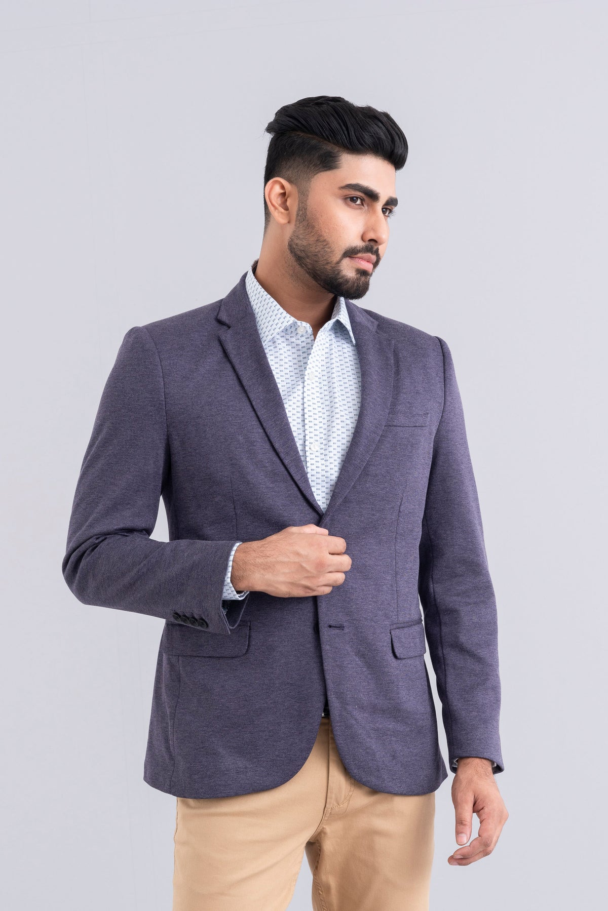 Slim Fit Knit Interlock Blazer