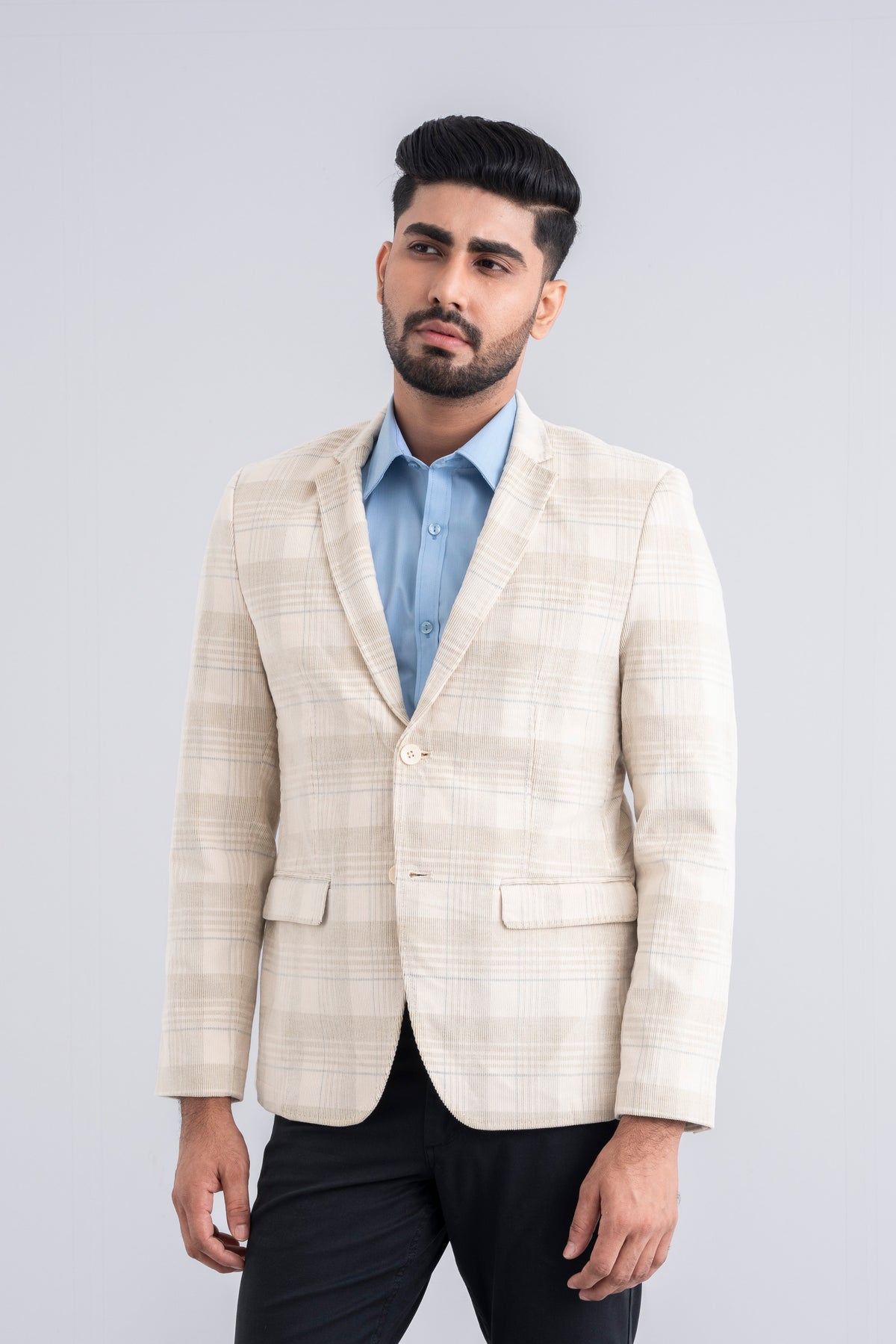 Classic Fit Corduroy Checkered Blazer