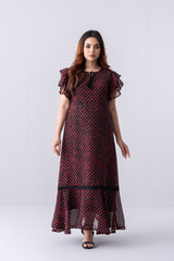 Ditsy Printed Georgette Long Dress