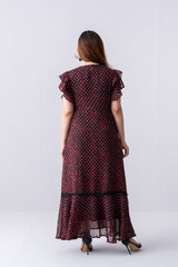 Ditsy Printed Georgette Long Dress