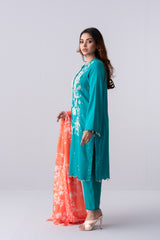 Ready-to-Wear Three- Piece Lawn with Silk Dupatta