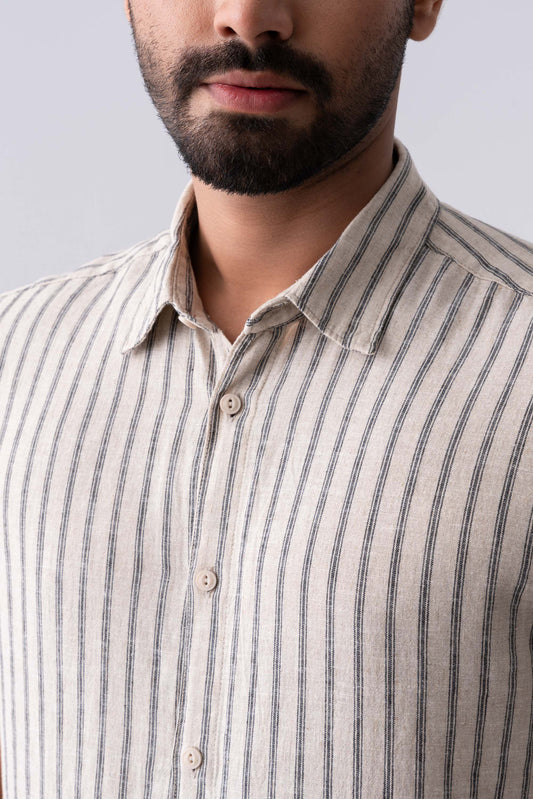 Regular Fit Striped Casual Cotton Shirt