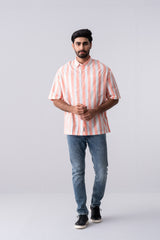 Baggy Fit Striped Casual Cotton Shirt