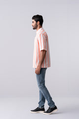 Baggy Fit Striped Casual Cotton Shirt