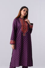 Long-Length Smart Fit Embroidered Formal Ethnic Set - Two Piece