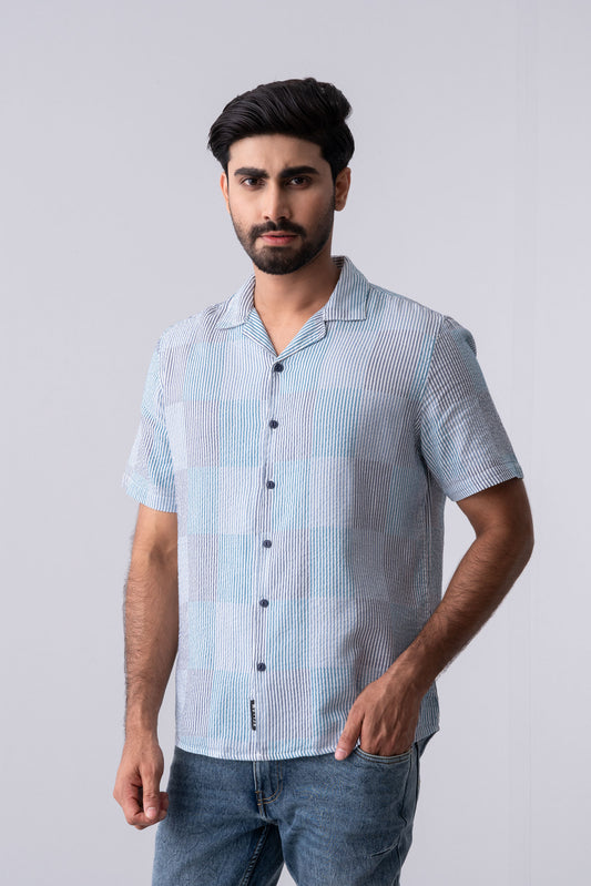 Regular Fit Block Striped Casual Cotton Shirt