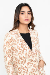 Floral Corduroy Double-Breasted Women's Blazer