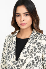 Floral Corduroy Double-Breasted Women's Blazer