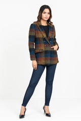 Regular Fit Multicolor Checkered Flannel Blazer