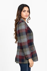 Regular Fit Multicolor Checkered Flannel Blazer