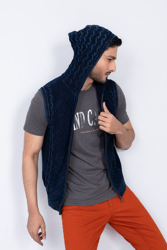 Men's Sleeveless Hooded Sweater