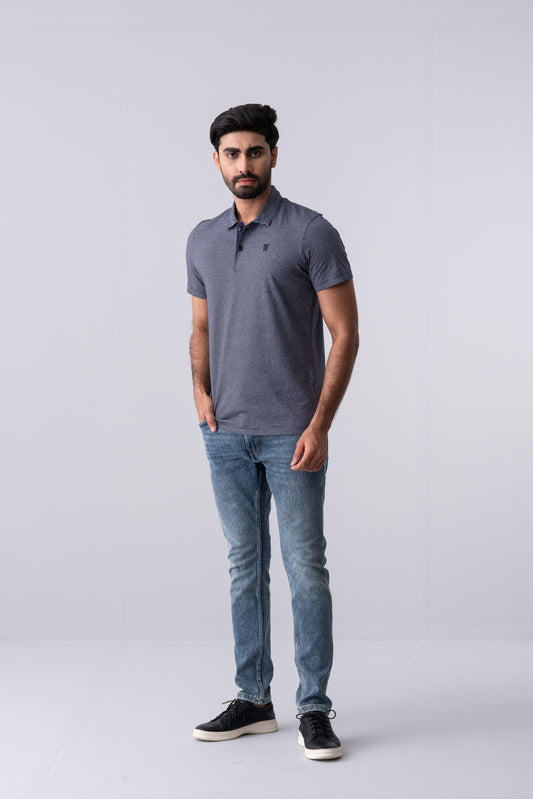 Regular Fit Yarn-Dyed Jersey Polo Shirt