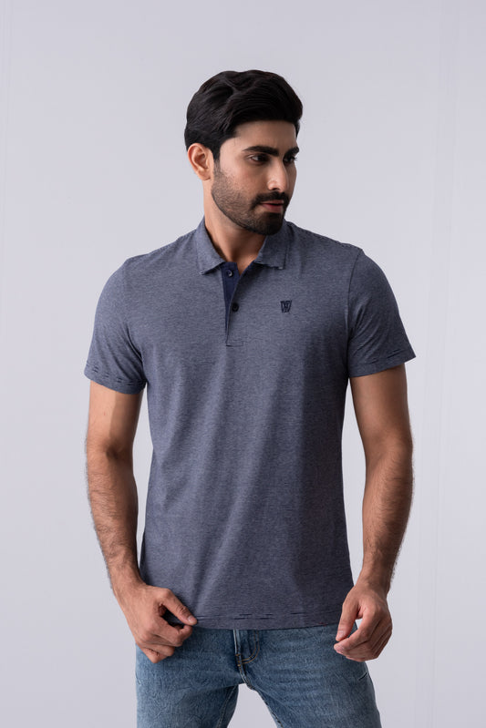 Regular Fit Yarn-Dyed Jersey Polo Shirt