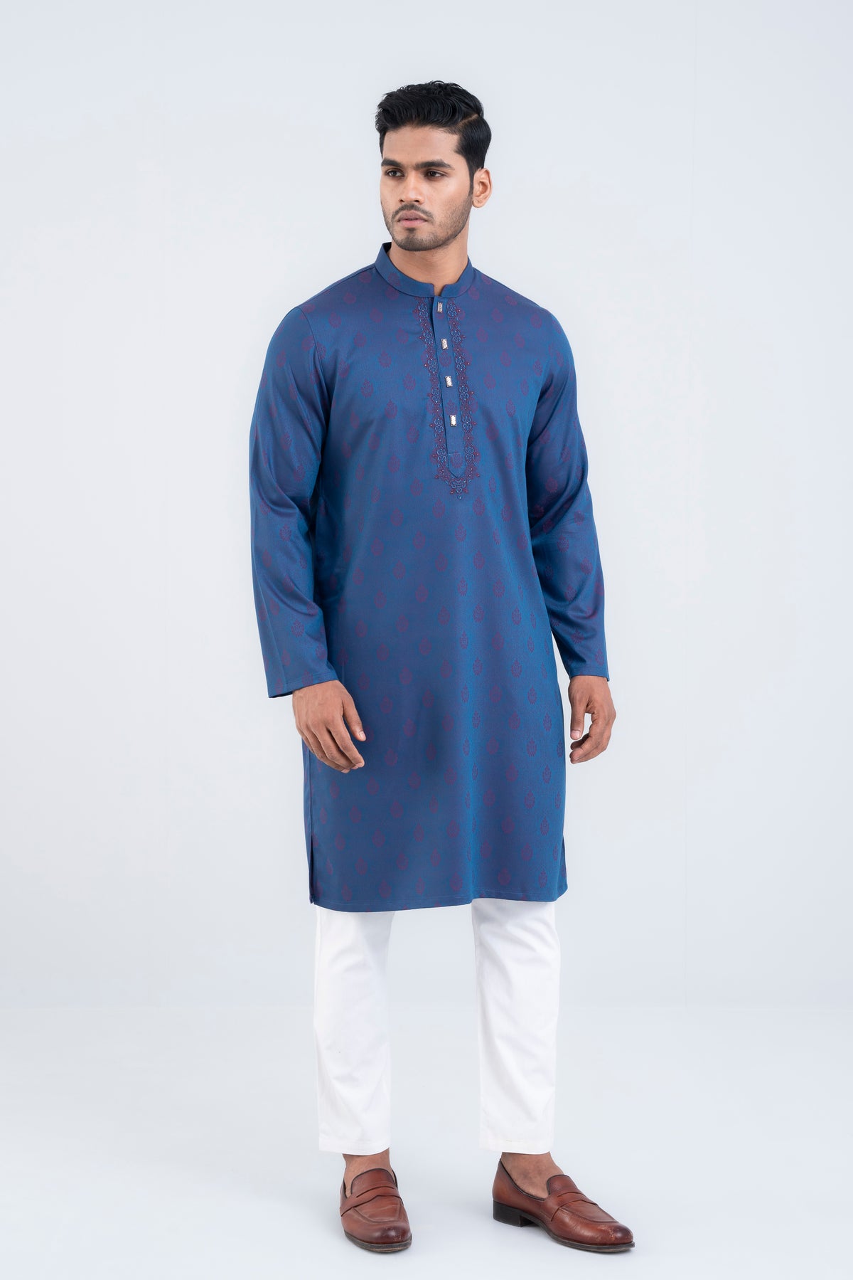 Regular Fit Blended Jacquard Semi-Formal Panjabi