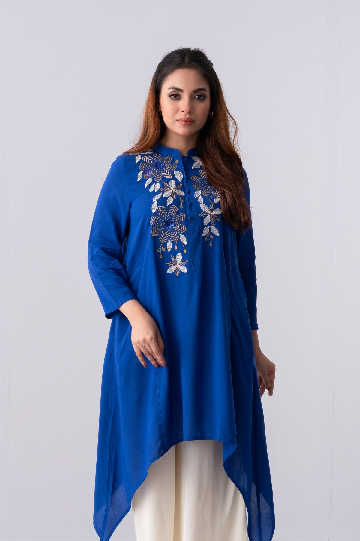 Short-Length Embroidered Smart Fit Ethnic Kurti