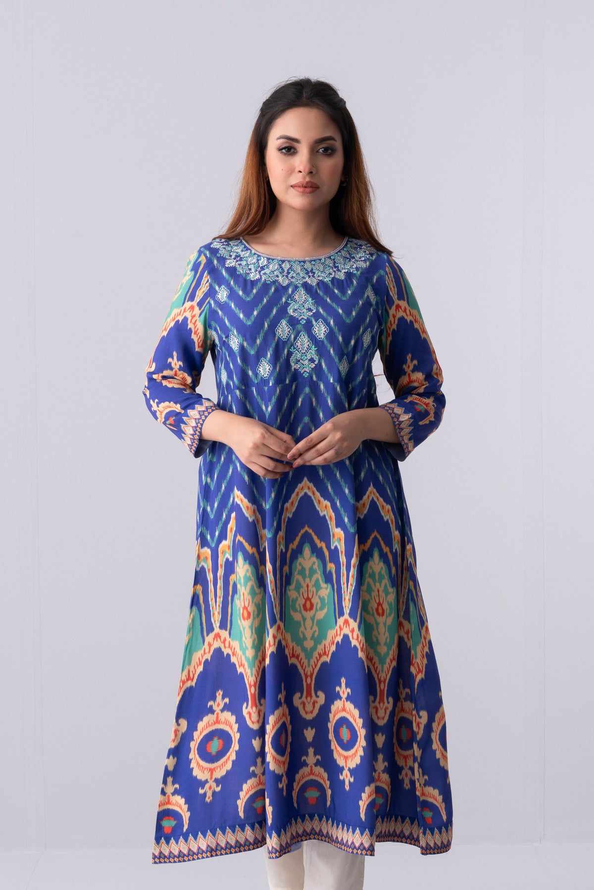 Long-Length Relaxed Fit Ethnic Kurta - One Piece