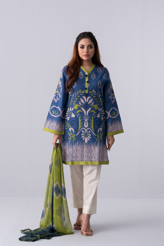 Mid-Length Printed Smart Fit Lawn - Two Piece