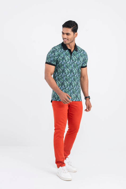 Tropical Printed Polo Shirt