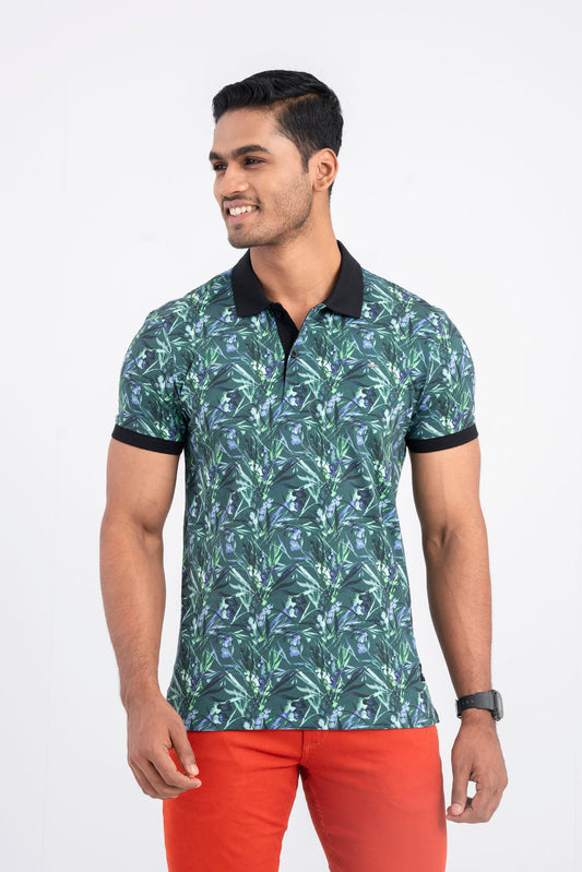 Tropical Printed Polo Shirt