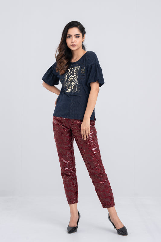 Sequin Twill Pants - Bling