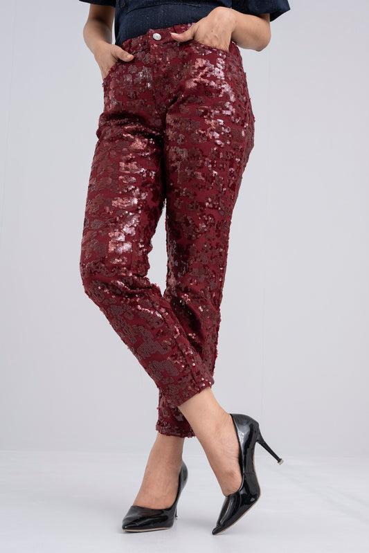 Sequin Twill Pants - Bling