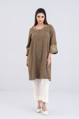 Georgette Jacquard Embroidered Ethnic Kurta - One Piece