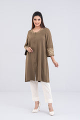 Georgette Jacquard Embroidered Ethnic Kurta - One Piece