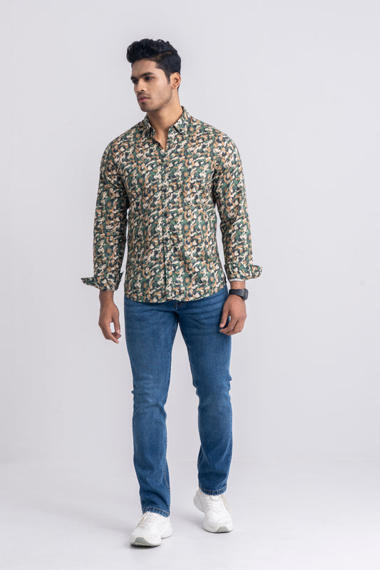 Digital Print Camouflaged Casual Shirt